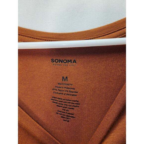 Sonoma Maternity Womens Tshirt Size Med Brown Long Sleeve Full Belly Coverage - Picture 6 of 8